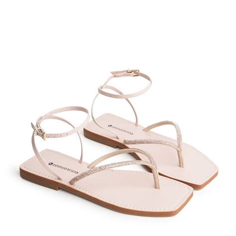 Rasteira Sandália Nude Baby Tira Dedo Strass Brilho 860 25 3 Nude