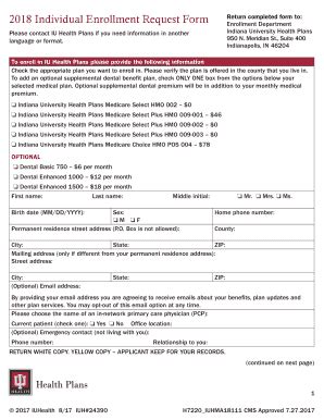 Fillable Online 2018 Individual Enrollment Request Form Fax Email Print