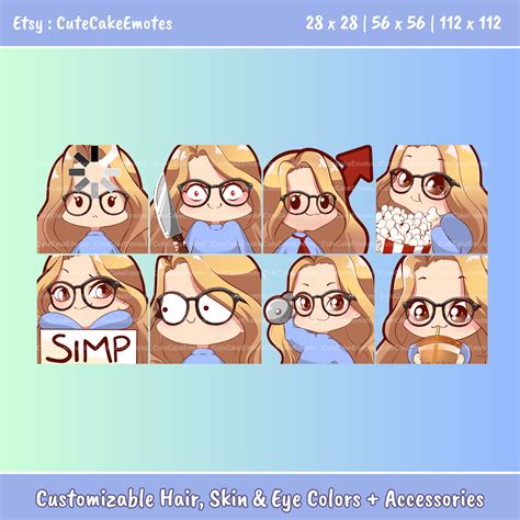 Emotes Bundle Cute Chibi Girl Twitch Discord Youtube And More Female Pack Sara Blonde
