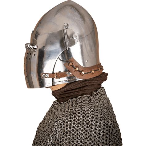 Medieval Bascinet Helmet With Visor Polished