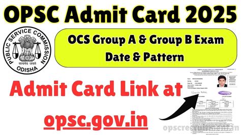 OPSC Admit Card 2025 OCS Group A Group B Exam Date Pattern