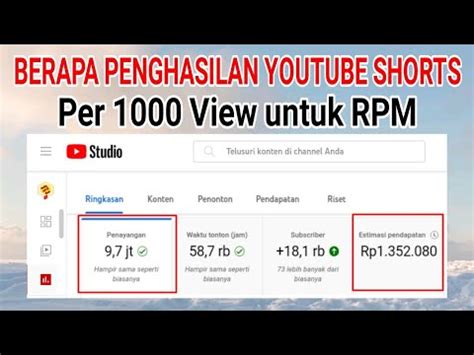 Berapa Penghasilan Youtube Shorts Per 1000 View Penghasilan Iklan