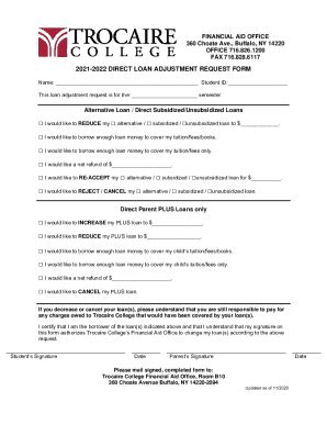 Fillable Online Direct Loan Adjustment Request Form Fax Email