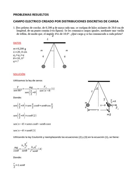 Problemas Resueltos Campo Eléctrico De Distribucuiones Discretas De Carga Pdf Campo