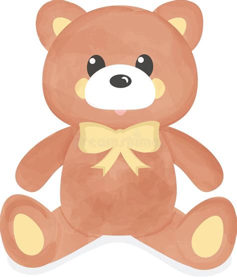 Watercolor Style Hand Drawn Teddy Bear Vector Illustration Plush Toy