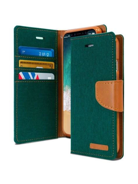 Clickcase Canvas Leather Wallet Case Flip Cover For Samsung Galaxy A03 Core Green