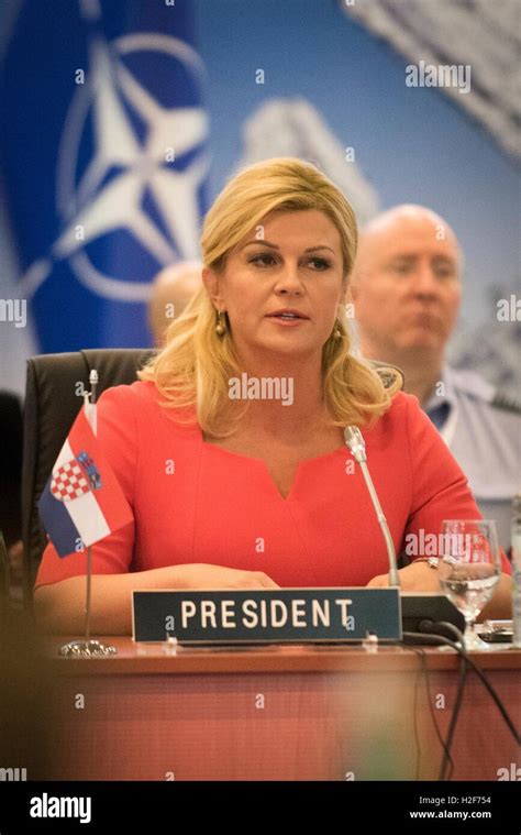 Croatian President Kolinda Grabar Kitarovic speaks during the NATO ...