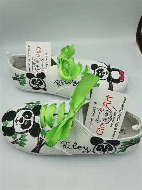 Painted Panda Sneakers Cute Pandas Hi Tops Customized Pandas Etsy