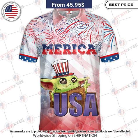 Star Wars Baby Yoda Merica Th Of July Polo Shirt Shirtnation Shop