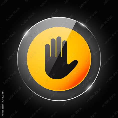 Stop sign push hand. Do not enter stop symbol with hand. Silhouette of human open palm. Hand ...