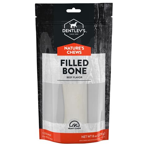 Dentley's Nature's Chews Beef Flavor Filled Bone Dog Chew 6 Inch 8 OZ