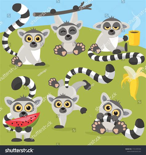 Funny Lemurs Party Stock Vector Royalty Free 1151470193 Shutterstock In 2024 Clipart