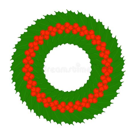 Christmas Holly Berry Wreath Isolated Stock Vector - Illustration of ...