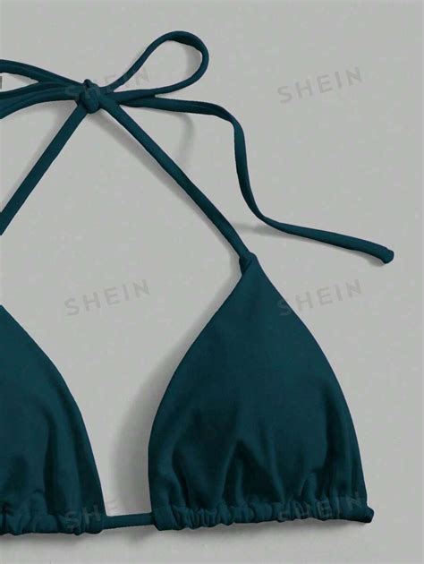 SHEIN Swim Ensemble De Bikini String Triangle Unicolore Summer Beach