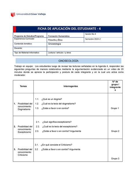 Ficha De Aplicaci N Resumen Ficha De Aplicaci N Del Estudiante