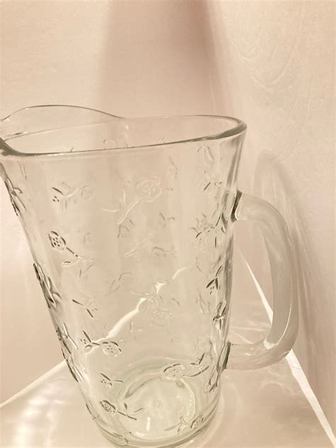 MCM Anchor Hocking Savannah Clear Glass 72oz Water Pitcher Embossed