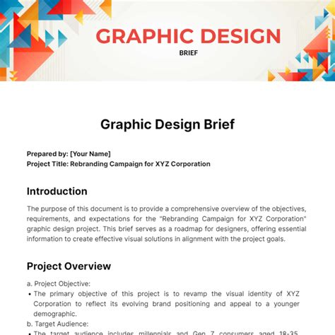 Aesthetic Graphic Design Brief Template Edit Online And Download Example