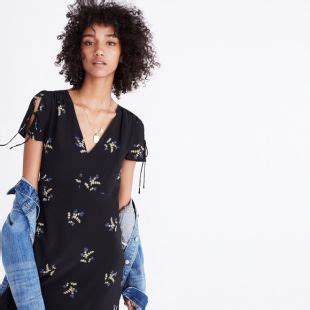 Madewell Silk Poppy Dress In Wild Botanic