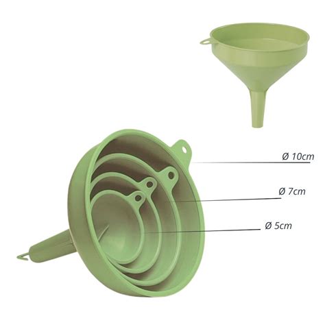 Kit Funil C/ 3 Peças Plástico Tamanho PMG - Verde - MIXJAM