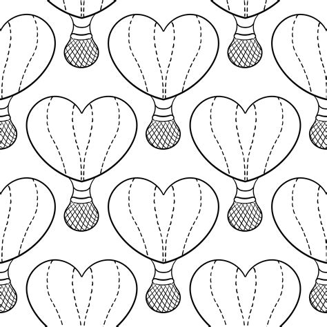 Hand Drawn Hot Air Balloon Heart Shaped Seamless Pattern Vector Art At Vecteezy