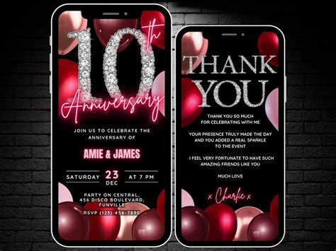 Animated 10th Anniversary Invitation Template & Thank You Ecard, Self ...