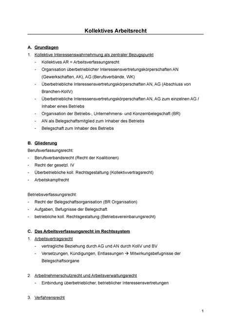 Kollektives Arbeitsrecht Grundlagen Kollektive Interessenswahrnehmung