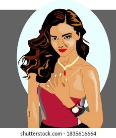 Sexy Fashion Brunette Girl Sketch Hand vector de stock libre de regalías 205512040
