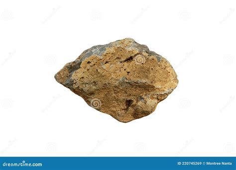 Raw Basalt Extrusive Igneous Rock Isolated On White Bakground Stock