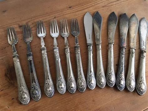 Silver Plated Vintage Fish Knives And Forks Set Of In Teddington