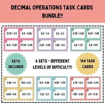 Decimal Operations Task Card Bundle By Kj In The Middle Tpt