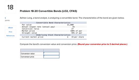 Solved Problem Convertible Bonds Lo Cfa Chegg