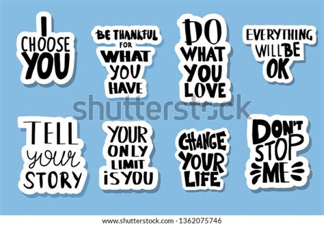 Sticker Quotes Isolated Motivational Handwritten Lettering Stock Vector