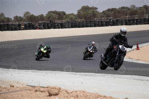 Motorcycle competition at a race track on a training day 3151716 Stock ...