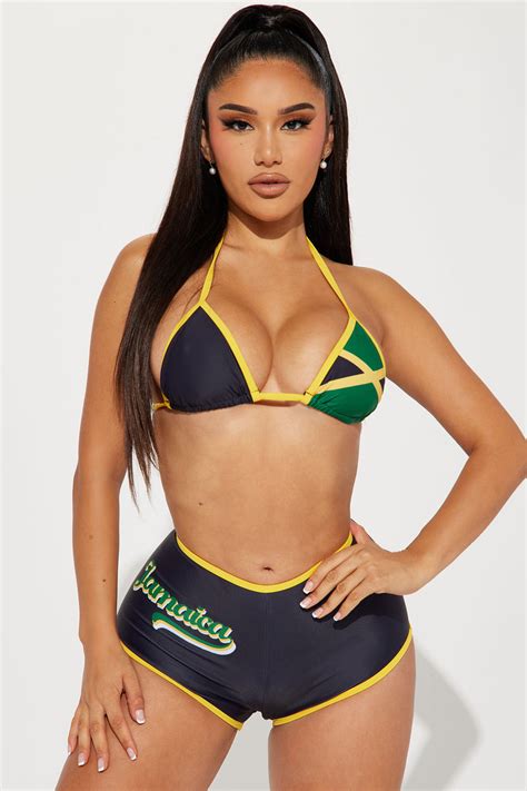 Jamaica Getaway 3 Piece Bikini Set Black Combo Fashion Nova