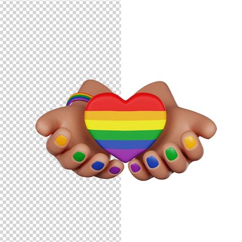 Premium Psd Hands Hold Lgbt Rainbow Heart Pride Month 3d Render Icon