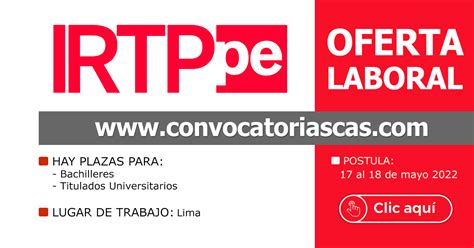 CONVOCATORIA IRTP CAS 3 Plazas Administración Ciencias de