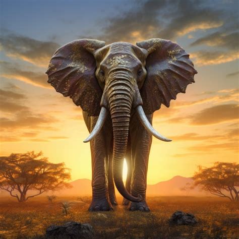 Premium Ai Image An Elephant Standing In The Middle Of A Field