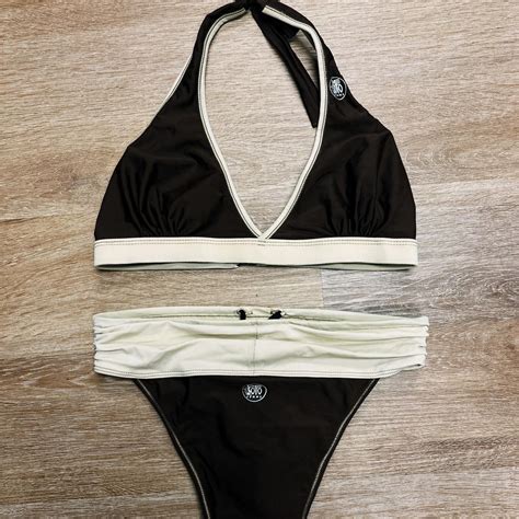 Brown And Cream Bikini Set Looks Black In The Depop
