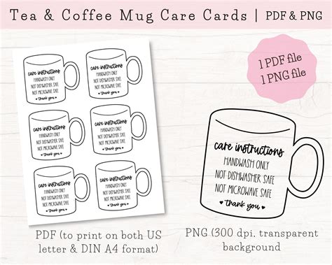 Printable Care Cards Bundle Sublimation Tumbler Care Cards Cup Care