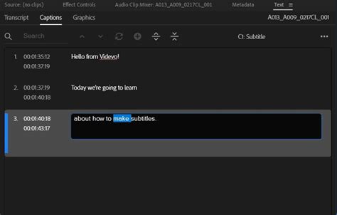 How To Create Subtitles In Adobe Premiere Pro Videvo Net Blog