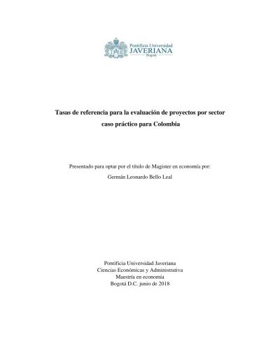 Tasas De Referencia Para La Evaluaci N De Proyectos Por Sector Caso