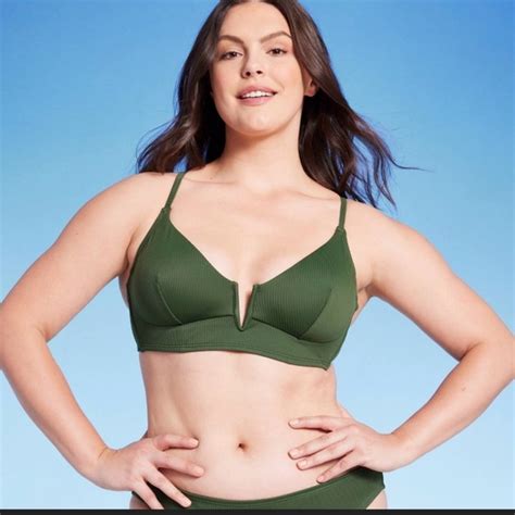 Shade Shore Swim Nwt Ribbed Longline Vwire Bikini Top Shade Shore