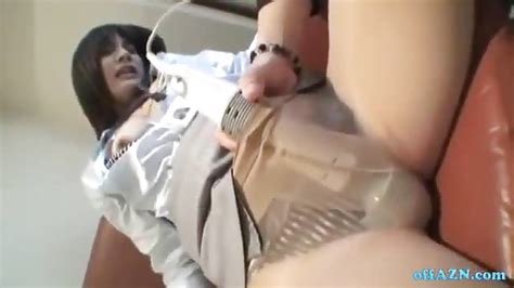 Stocking Clad Asian Tart Tugging A Small Cock In Her Office Porn