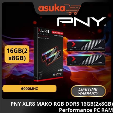 PNY XLR8 MAKO RGB DDR5 32GB 2x16GB 6000MHz CL40 Performance PC Ram