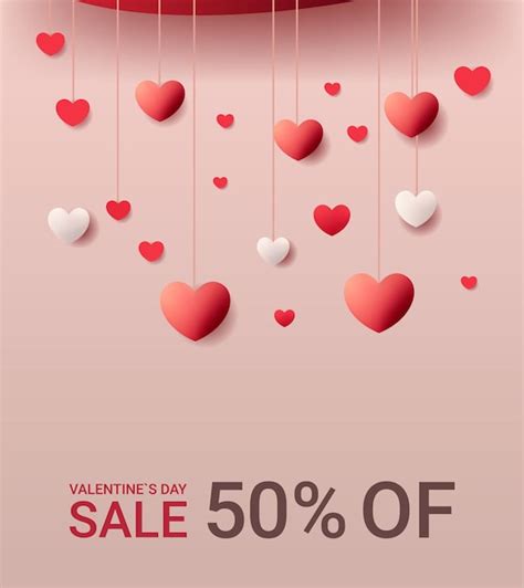 Premium Vector Paper Cut Hearts Happy Valentine Day Shopping Poster