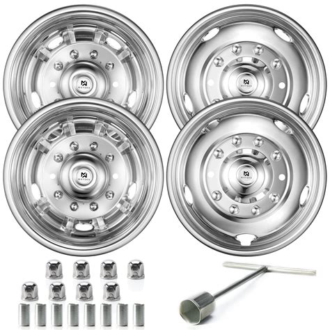 Wayska 19 5 Inch 10 Lug Polished Stainless Steel Wheel Simulators Kit For 2005 2022 Ford F450