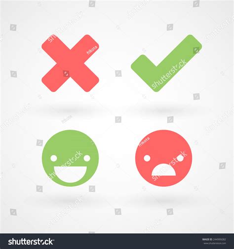 Wrong Right Check Mark Icons Happy Stock Vector (Royalty Free) 244999282