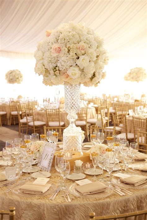 Reception Décor Photos - Elegant Crystal Centerpiece - Inside Weddings