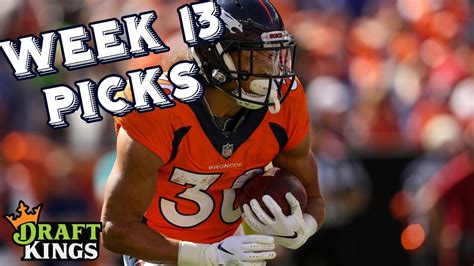 Week 13 Nfl Draftkings Picks Youtube