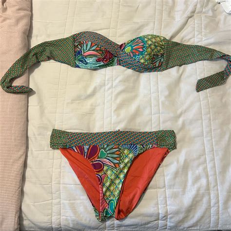Floral Green And Red Bikini Set Gem